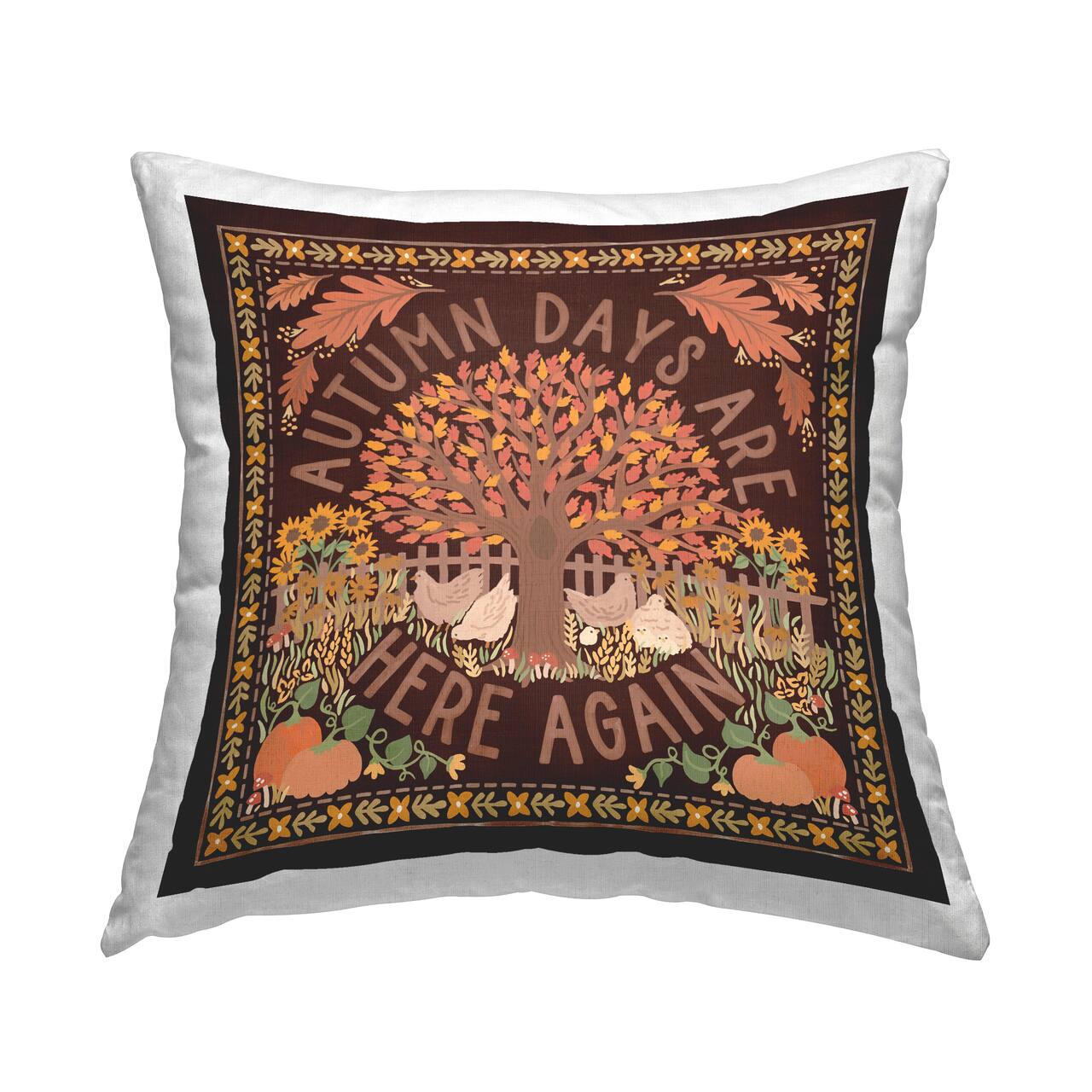 Stupell Industries Autumn Days on Brown Decorative Printed Throw Pillow